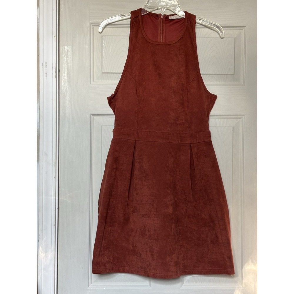 Altar'd State Women's dress rust orange Fall faux suede open back Size Large